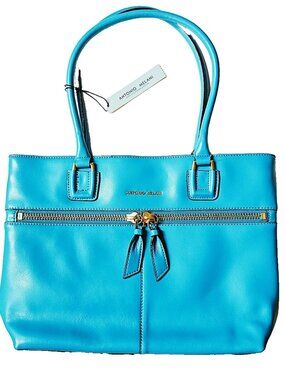 NEW WITH TAGS Antonio Melani Turquoise Leather Satchel Shoulder Tote Bag